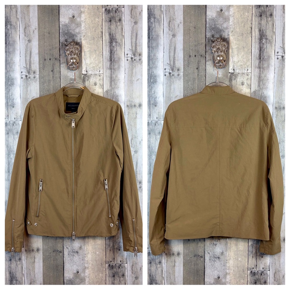 AllSaints Atik Cotton Blend Jacket in Sand Size Small. - Picture 9 of 14
